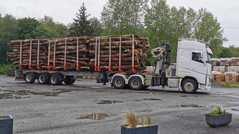 alt="bois de chauffage en grume hêtre chêne charme" alt="camion de 50 stères de bois en grume"